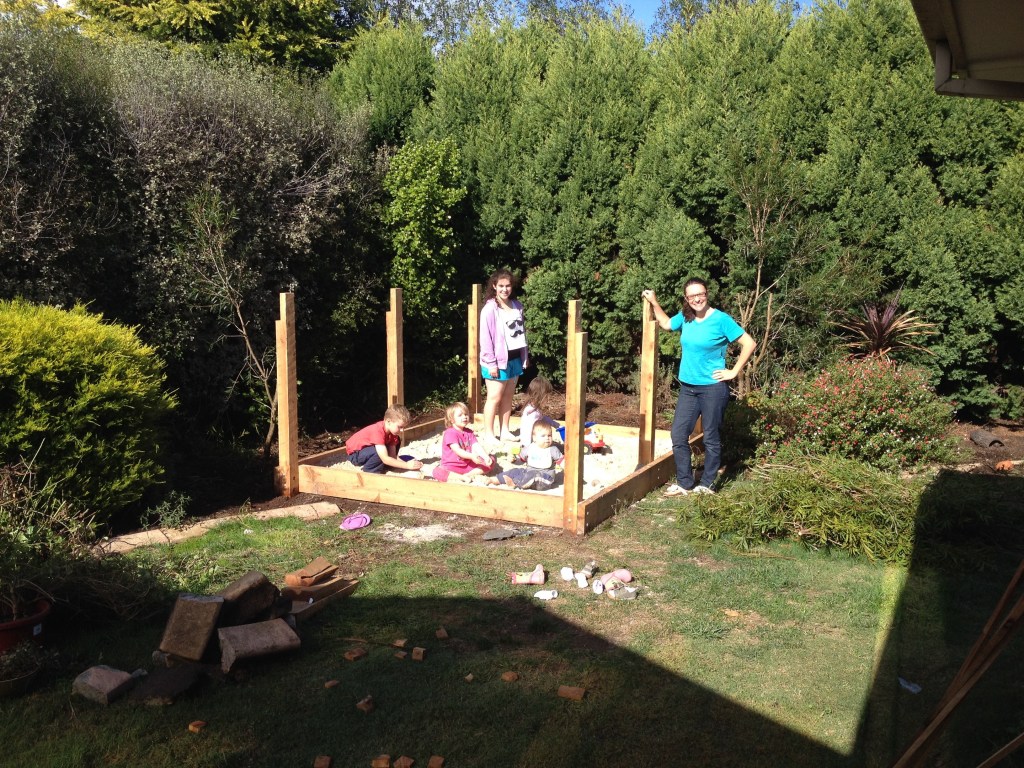The sand pit complete and ready for play!