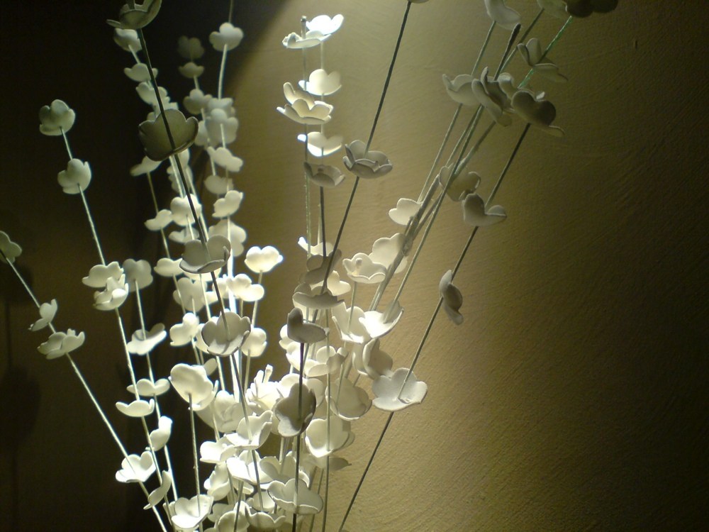 Close-up of the faux blossoms