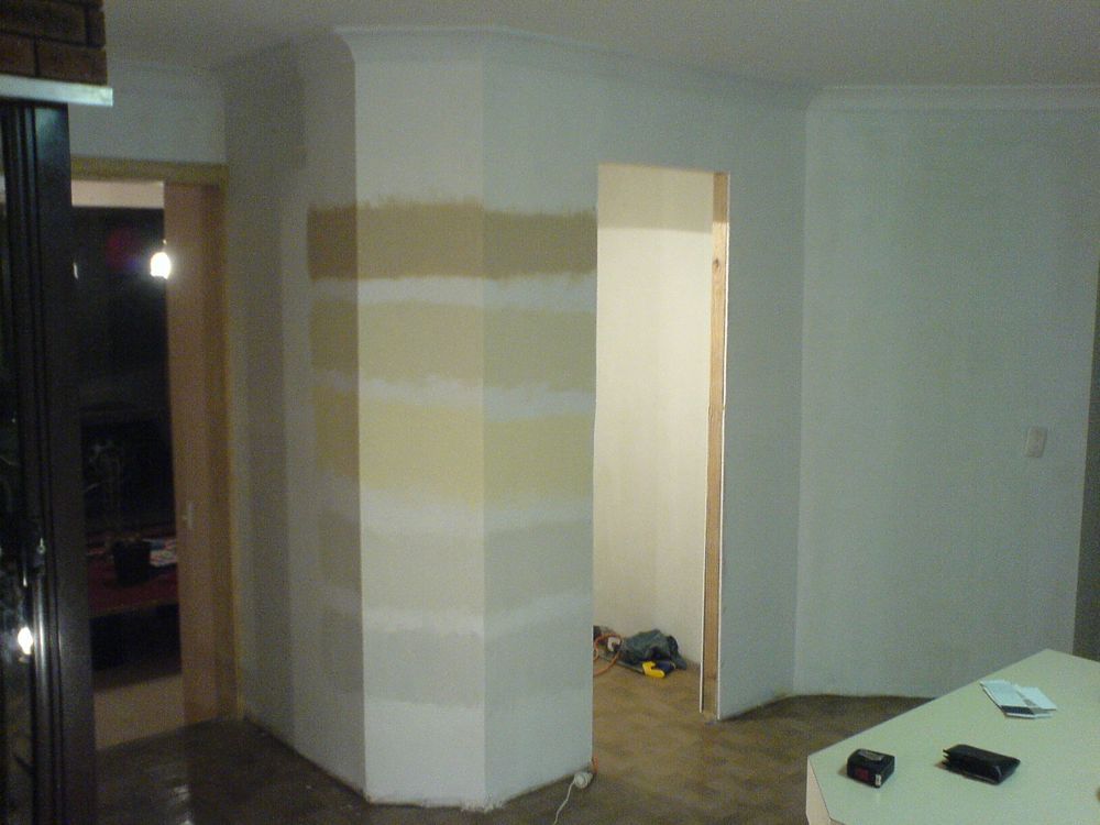 Sample paint colours on the wall